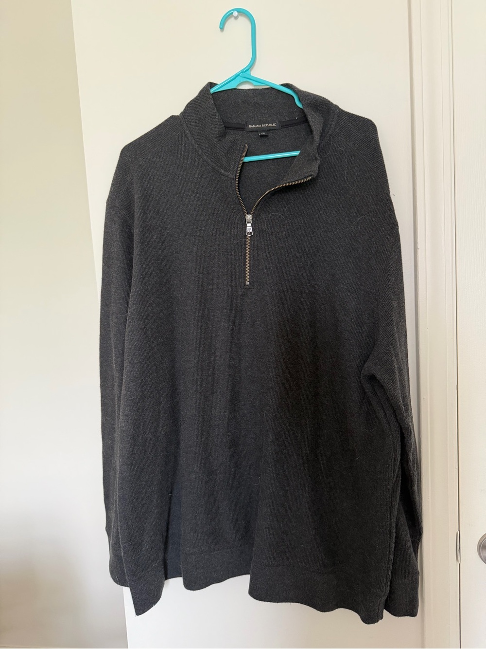 Banana Republic Men's Dark Charcoal Half-Zip Sweater